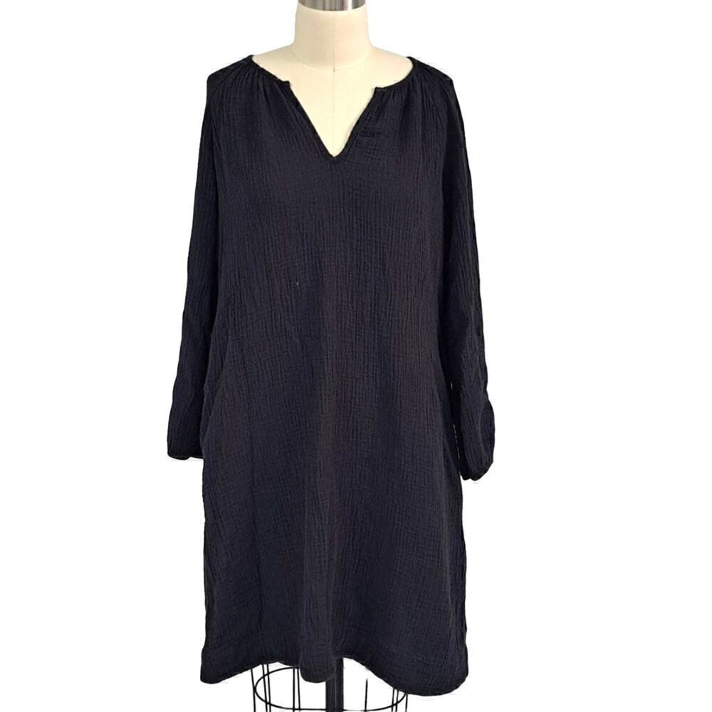 Gap black 100% cotton Textured boho Midi dress size small